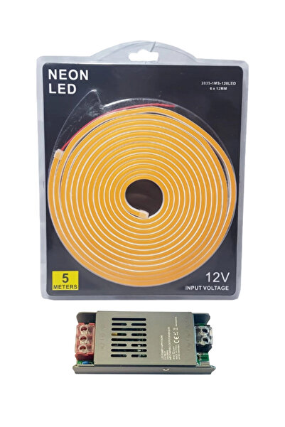 POWERR LED AYDINLATMA 5 Metre 12 Volt 6x12 mm Esnek Amber Neon Led 5A Slim Tr...