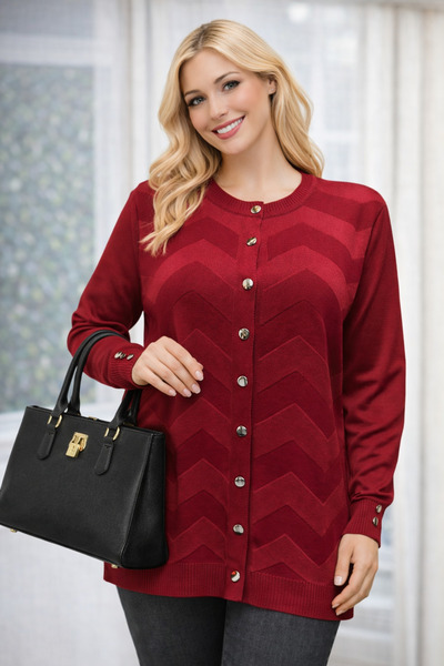 Stilmony Women's Elegant Model Zigzag Patterned Buttoned Standard Mercerized ...