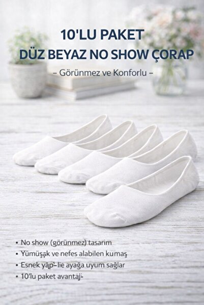 HK SOCKSS 10'lu Beyaz Babet Çorap