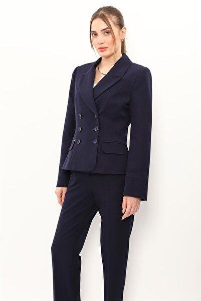 ÖNDER ÖZSOY Men's Collared Buttoned Women's Jacket - Navy Blue