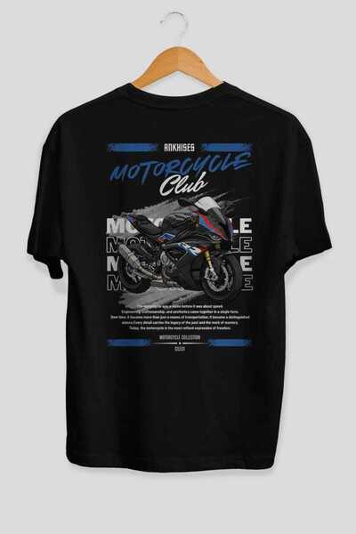Ankhises Tricou oversize negru cu imprimeu pe spate Motocicletă Seria 2, 100%...