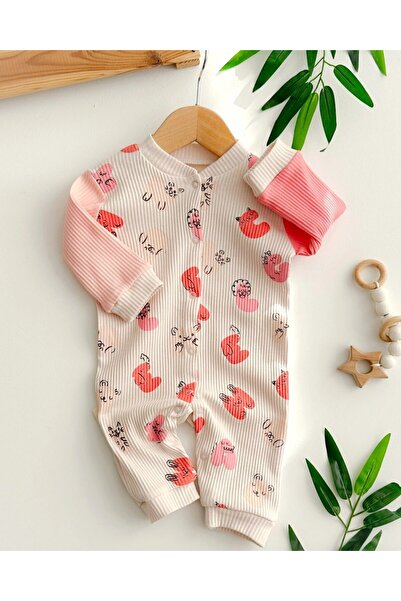 VOY KİDS رومبير موسمي مطبوع للفتيات الصغيرات من 3-6-9-12 شهرًا مع أزرار كبس ل...