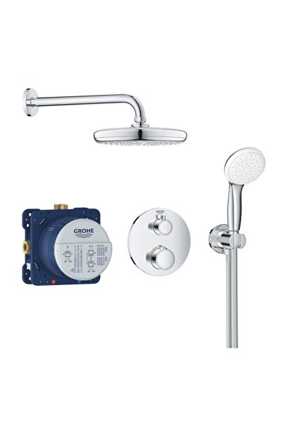 Grohe Set de duș încorporat, Grohe, Grohterm, cu baterie, braț și cap D. 21 c...