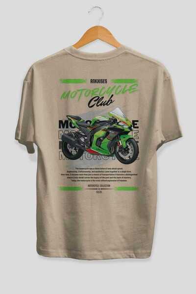 Ankhises Tricou oversize bej cu imprimeu pe spate din seria Motociclete 14, 1...