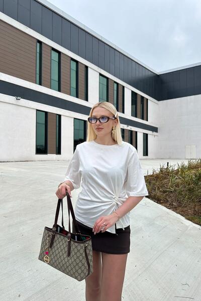 lizge giyim Bike Collar Knot Detail Tshirt