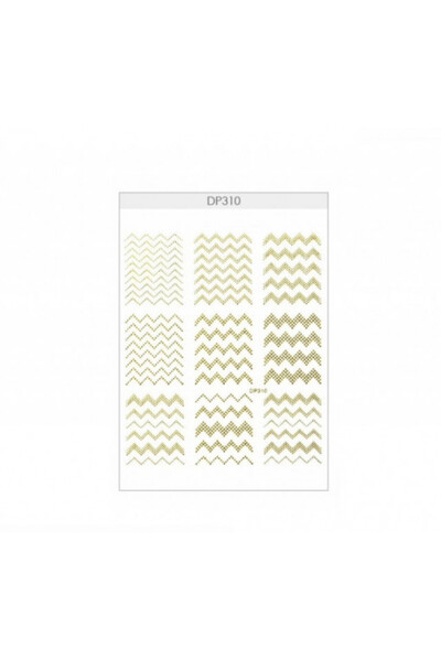 Pink Nails NAIL ART Stickers Geometric Metallic Gold Chevron