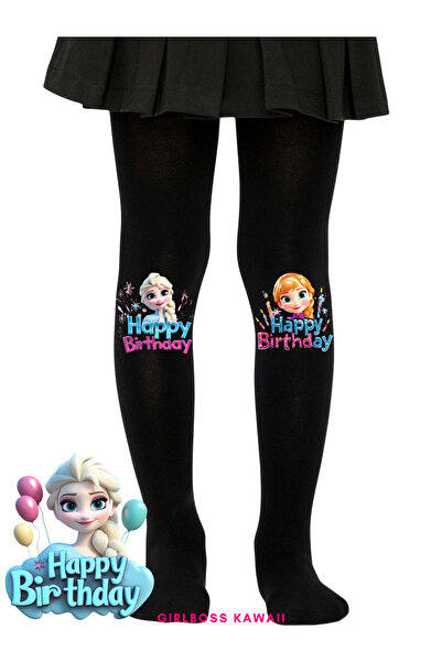 Girlboss Kawaii جوارب طويلة سوداء غير شفافة من فروزن بتصميم إلسا آنا لعيد الم...