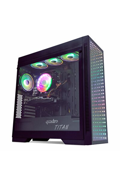 Quadro QT100 Titan USB 3.2 RGB ATX Mid Tower Siyah Kasa