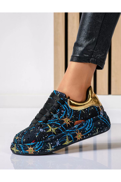 Zaira Women's black sneakers made of Lino textile #18653 - 38