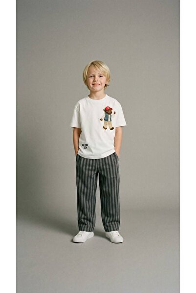 Pufiko Kids Bear Printed Striped Bottoms Boys' Set