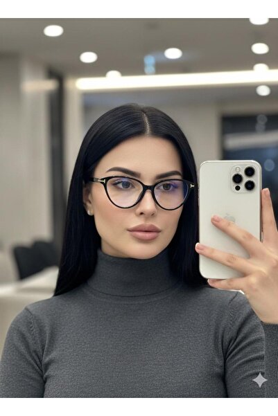 E Elmas Frida Siyah Çerçeveli Cat Eye Gözlüğü - Kadın Şeffaf Camlı Popüler Gö...