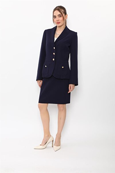 ÖNDER ÖZSOY Shawl Collar Sport Jacket with Pocket & Mini Slit Short Tight Ski...