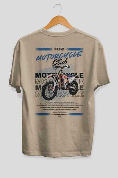 Ankhises Tricou oversize bej cu imprimeu pe spate Motocicletă Seria 18, 100% ...