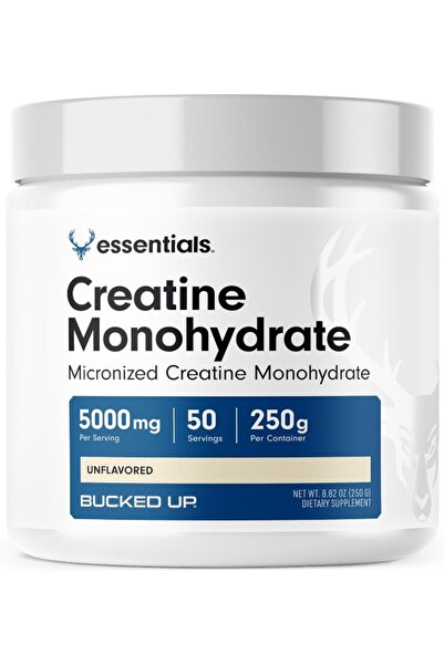 BUCKED UP مسحوق كرياتين مونوهيدرات 250 غرام، مسحوق دقيق، أساسيات (50 حصة)