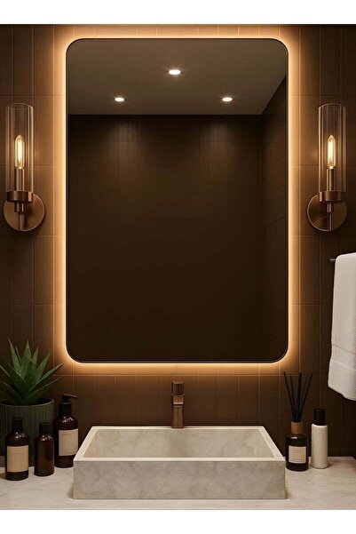 Taimi مرآة حائط 70×50 سم - مرآة بتصميم أنيق مع 3 مستويات إضاءة، مرآة مكياج لغ...