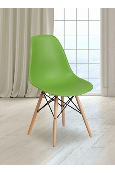 M SMART Modern Style Plastic Dining Chair, Plastic Chair with Natural Wooden ...