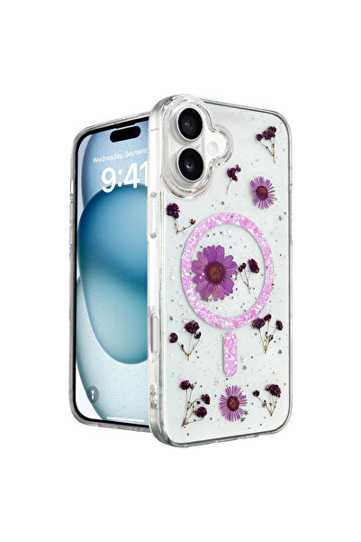 eco port حافظة آيفون 16 ديزي سيلفر ماجسيف - بنفسجي