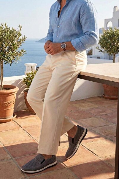 DETECTOR Pantofi de vară pentru bărbați, din piele naturală, perforați, respi...