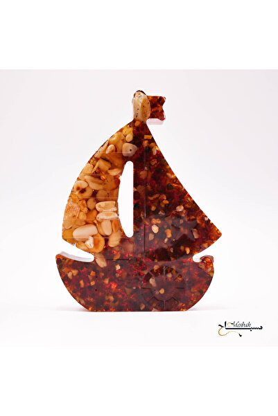 Generic Handmade Natural Amber Sailboat Sculpture