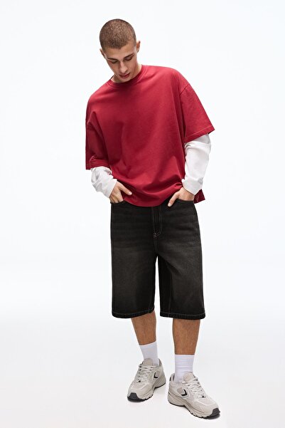 Bershka Baggy fit denim bermuda