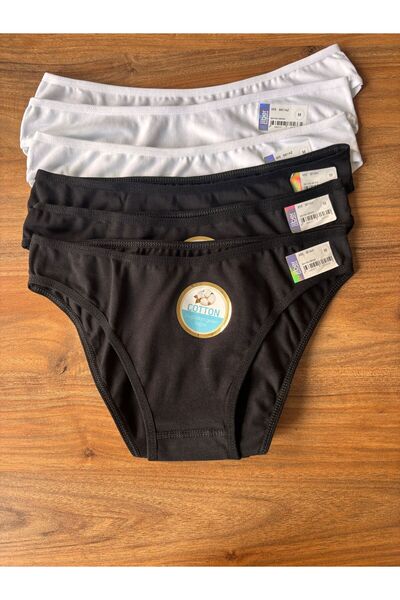 Jiber Women's Comfortable Cotton Bikini Panties 6 Pack Black-White