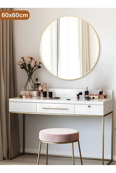 Taimi Makeup Mirror Round 60cm with Gold Frame Makeup Mirror Suitable for Dre...