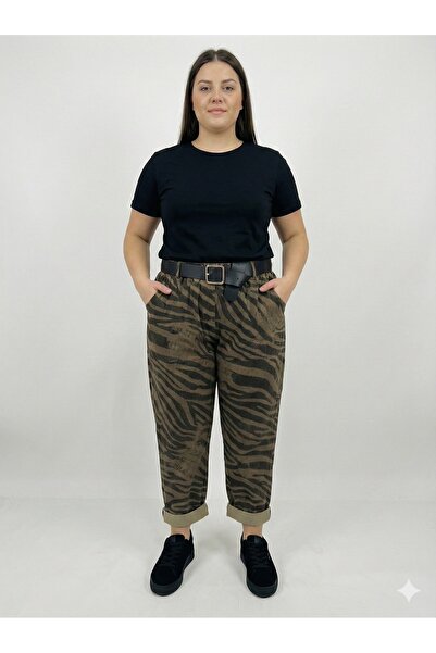 della moor Women's Light Brown Italian Zebra Pattern Loose Cut Wide Waistband...