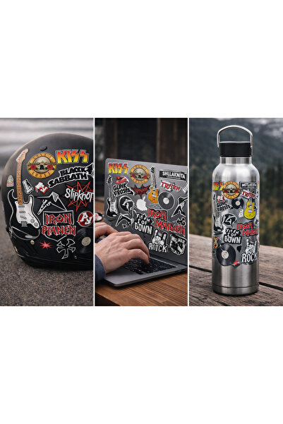Limitless Design مجموعة ملصقات هيفي روك آند ميتال - لابتوب، خوذة، ترمس
