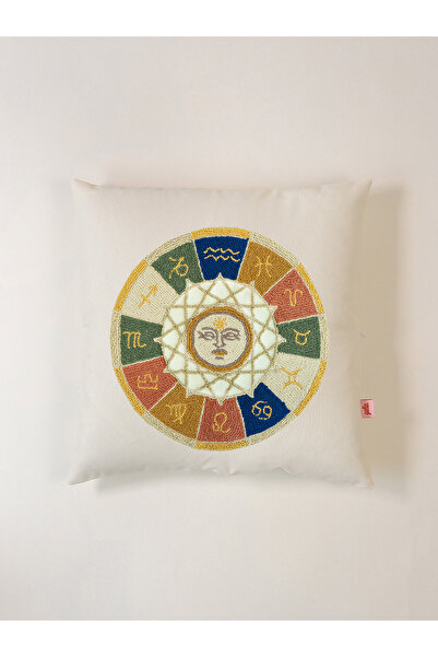 Galia Tasarım Zodiac Sun - Astrology Themed Embroidered Throw Pillow Cover