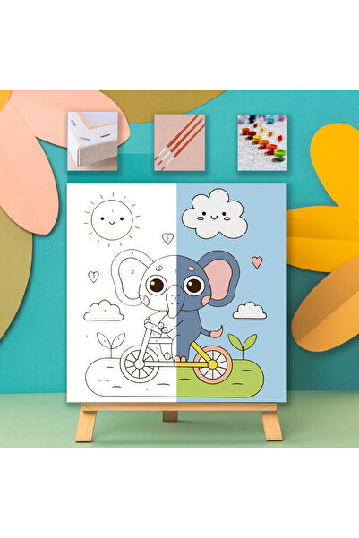 Carmen Çocuklar için Sayılarla Boyama Seti - Bisikletli Fil