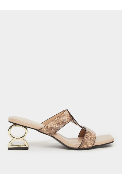 Take Two By Styli Women Snake Skin Print Mid-Heel Sandals