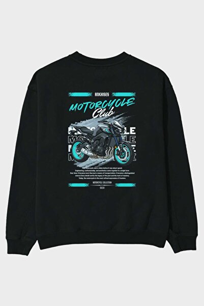 Ankhises سلسلة موتورسايكل سيريز 21 سويت شيرت أسود مطبوع من الخلف للرجال والنس...