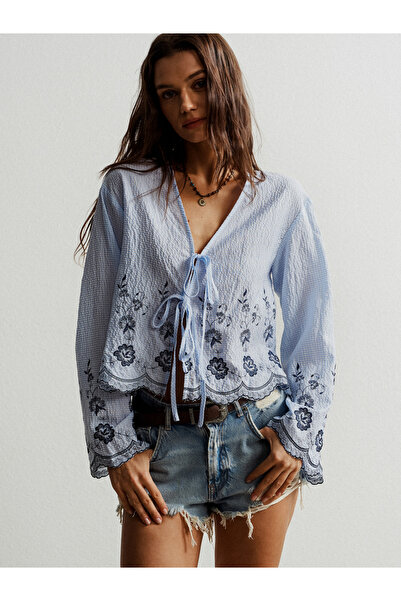 Take Two By Styli Women Floral Embroidery Tie-Up Top