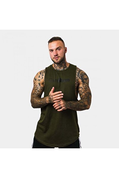 GymBeam Men’s Cut Off Tank Top Military Green