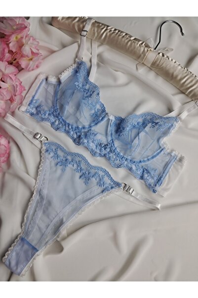 ROZENİN LINGERIE Cvjetni Sa žicom Bez korpica set grudnjaka i tangi