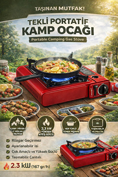 MO DOU Taşınabilir Tekli Gaz Kamp Ocağı Portatif Tüplü Ocak – Kamp, Ev, Balko...