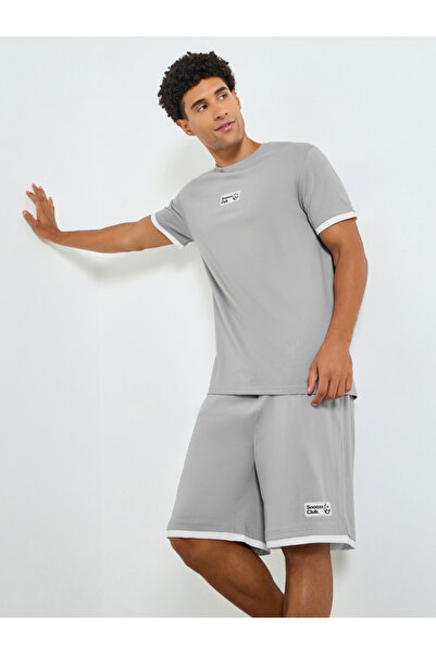 Styli Men Solid Round Neck T-Shirt and Shorts Set