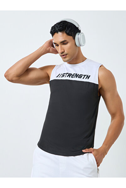Styli Men Black Color Block Training Tank