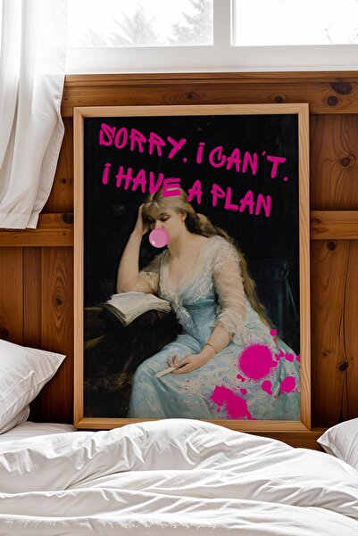 Saturn Scuze, nu pot, am un plan. Tablou înrămat cu tematică de lectură, cado...