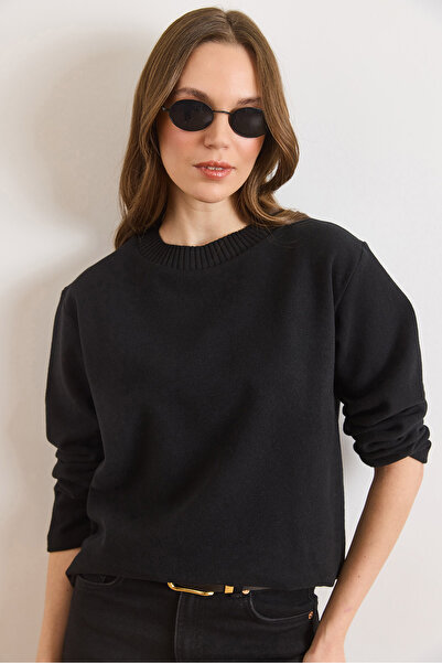 Olalook Women's Black Collar Detailed Ruffled Draped Thessaloniki Blouse Blz-...