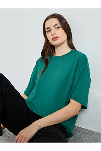 Styli Women Green Solid Oversized T-Shirt