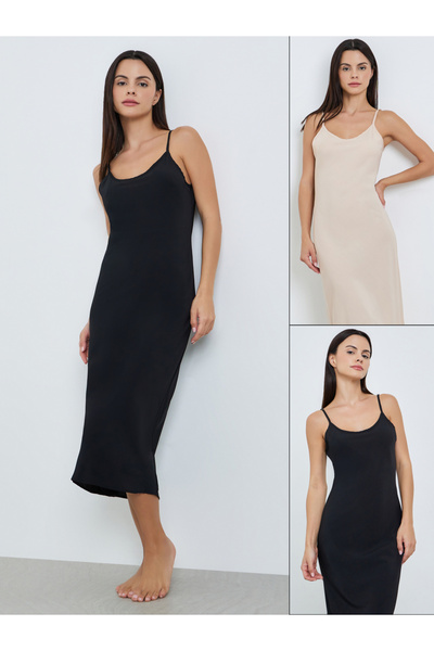 Styli Pack of 2 - Solid Strappy Slip Dress