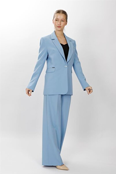 ÖNDER ÖZSOY Oversize Single Button Classic Jacket & Classic Palazzo Women's T...