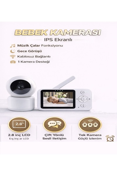Moxti Bebek Kamerası LCD Ekranlı Gece Görüşlü Bebek Telsizi Bebek Odası Kamer...