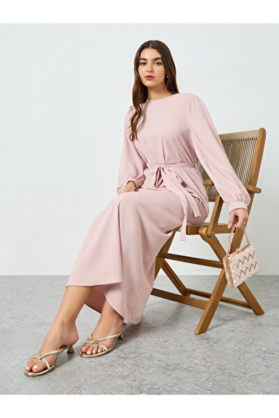 Take Two By Styli Women Pink Balloon Sleeve A-Line Maxi Dress