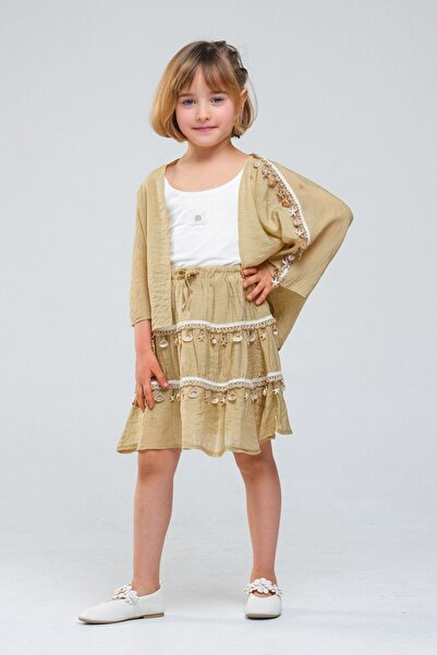 HAUSEkids 4-8 Years Old Seashell Sugar Girl's 3-Piece Set-Khaki