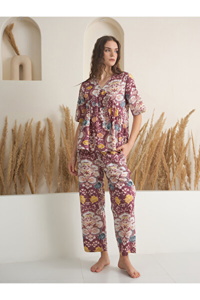 Sanskrutihomes By Styli Women Floral Print Cotton Top and Pyjama Set