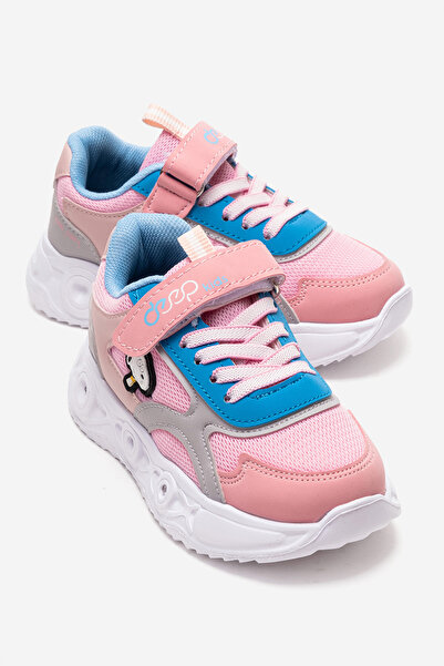 CCWAY AYAKKABI Children's Velcro Lighted Anorak Sports Shoes 26-30 Pink Blue