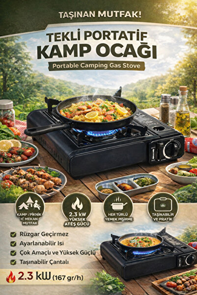 MO DOU Taşınabilir Tekli Gaz Kamp Ocağı Portatif Tüplü Ocak – Kamp, Ev, Balko...