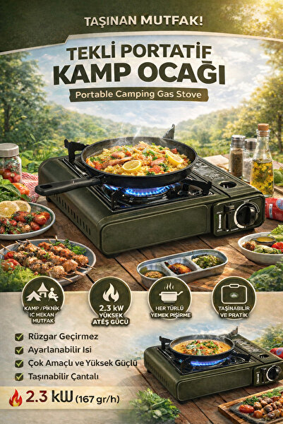 MO DOU Taşınabilir Tekli Gaz Kamp Ocağı Portatif Tüplü Ocak – Kamp, Ev, Balko...